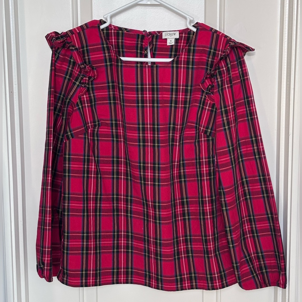 J Crew holiday plaid shirt- S